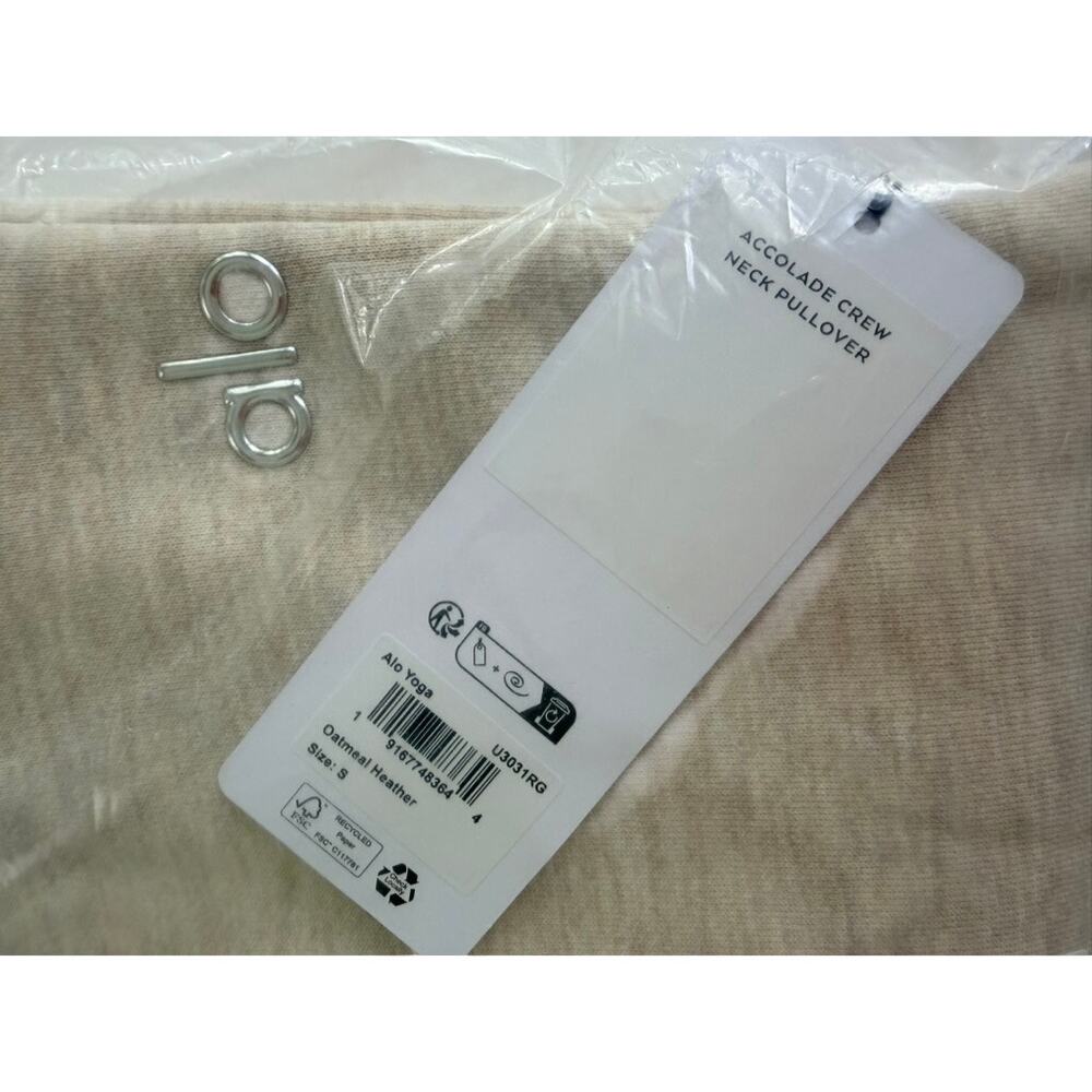 ALO Yoga Accolade Crewneck Sweatshirt Size Small NEW Oatmeal Heather - Picture 4 of 5